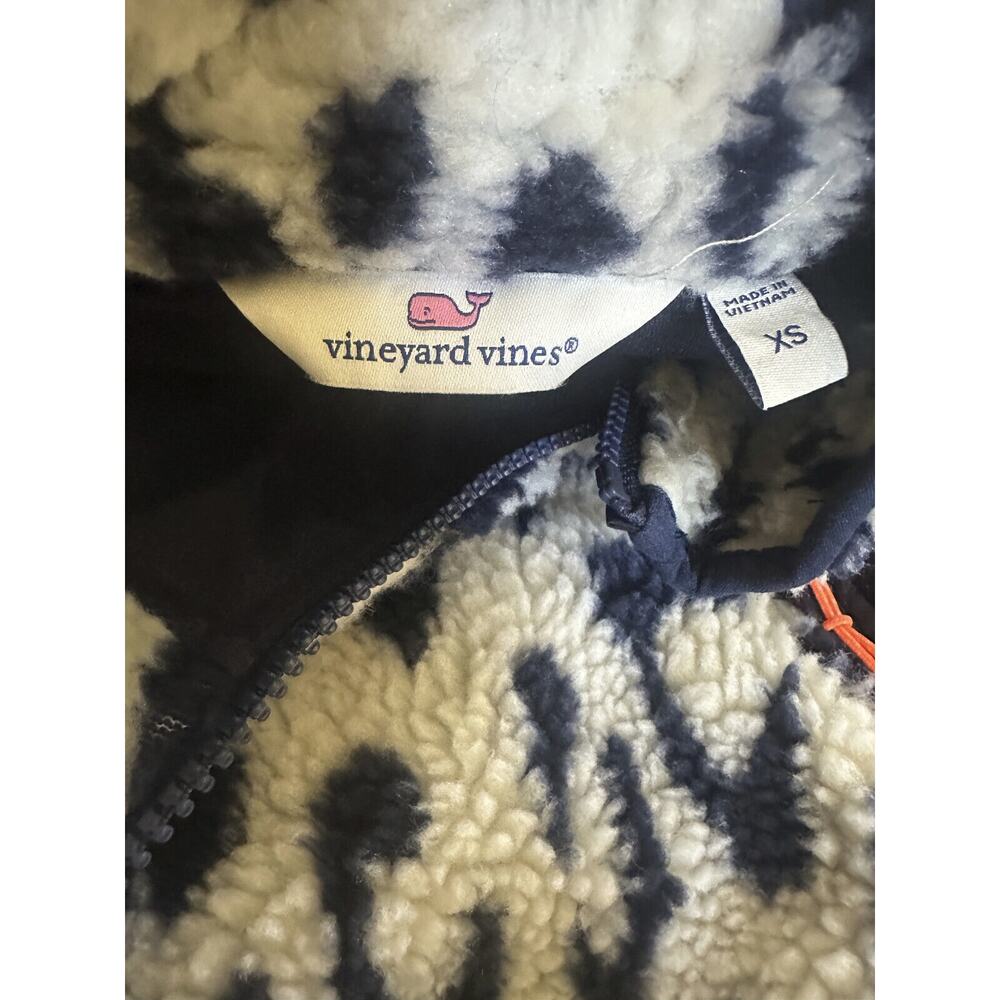 Vineyard Vines Leopard Print Mixed Media Sherpa Vest Supershep Women's Size XS - Picture 9 of 13